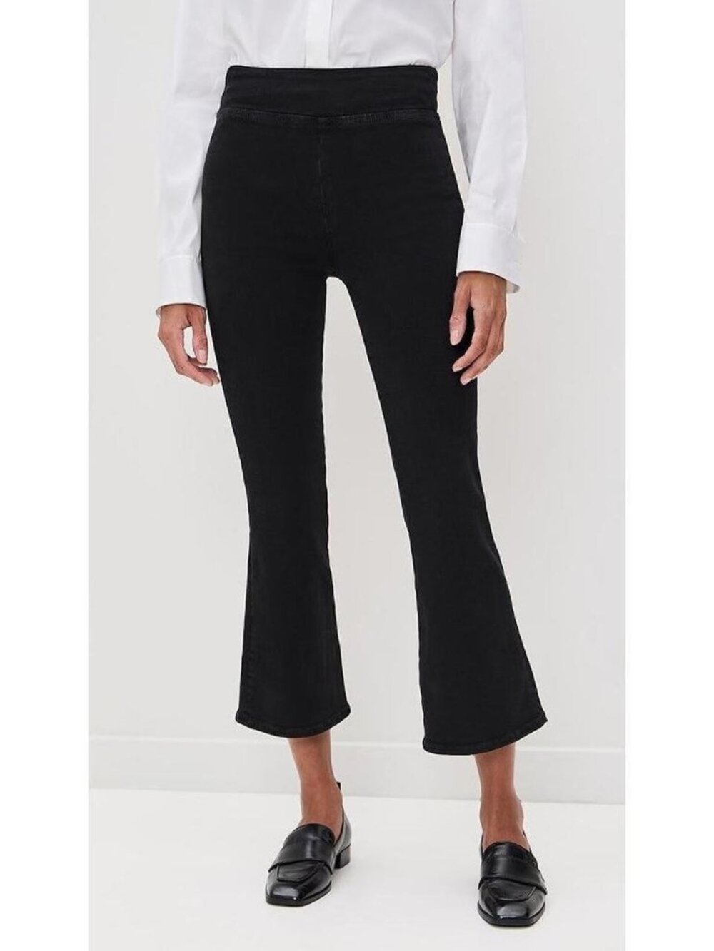 NWOT Frame Jetset Crop Mini Boot Pull-On Jeans Sheen Noir Black Size 1 (24-28)